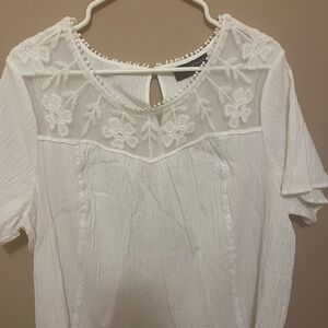 Lane Bryant White Floral Blouse